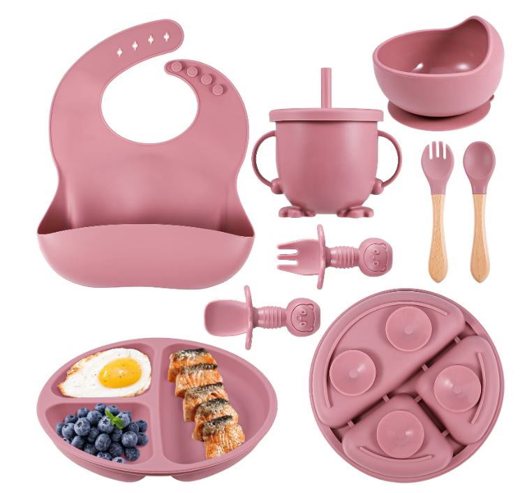 8 pcs Baby silicone feeding set